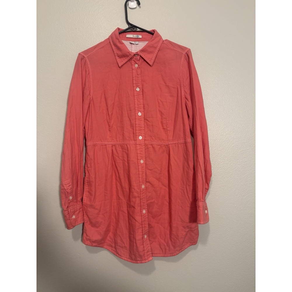 Boden Coral Tunic Button Up Shirt Dress 10 Cotton Longsleeve Casual Layered